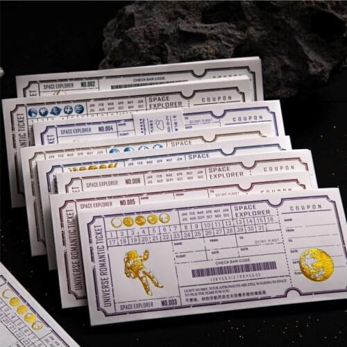 50Pcs/Lot Retro Spaceship Ticket Material Paper Junk Journal Planner Scrapbooking Vintage Decorative DIY Craft Paper