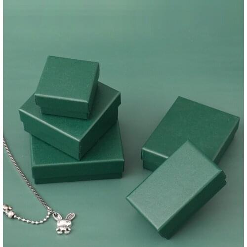 500pcs/Lot Eco-Friendly Custom Green Cardboard Jewelry Gift Box Square Jewelry Box With Lid For Girl