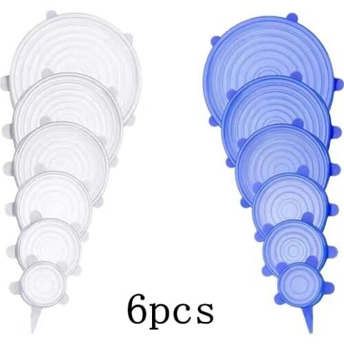6pcs stretchable silicone lid reusable universal food lid lid kitchen reusable washable silicone food packaging box lid