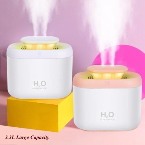 Large Capacity Household Air Humidifier USB Ultrasonic Cool Mist Aromatherapy Diffusor Dual Nozzle Essential Oil Diffuser 3300ml
