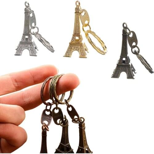 Retro Mini Eiffel Tower Model Cute Keychain Keyring Key Fob Love Couple Gift Motorcycle Car Decoration Interior Accessories
