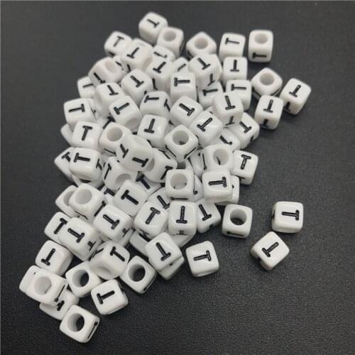 100pcs 6mm Letter T Square Alphabet Beads Acrylic Beads For Jewelry Making DIY Bracelet Necklace Accessories