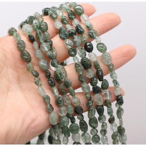6-8mm AAA Natural Semi-Preciou Stone Beads Green Rutilated Quartz for Jewelry Making Bracelet DIY Necklace Accessories 36cm Gift