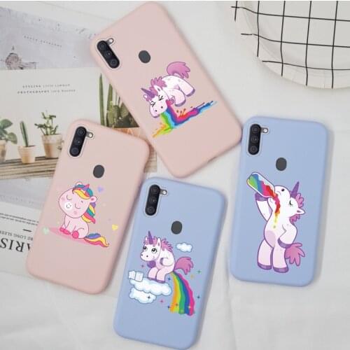 For Samsung Galaxy A11 M11 Case TPU Silicone Unicorn Cartoon Cute Pink Purple For Galaxy M11 Back Cover M 11 A 11 Case