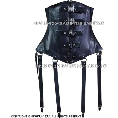 Black Sexy Latex Corsets With Lacing At Back Rubber Bustiers Top Clothing 1.0MM CY-0032