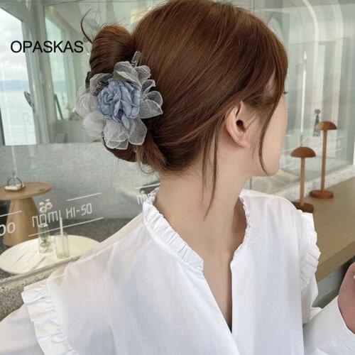 Floral Hair Claw Clip with Simulation Flower Decor Acrylic Updo Hair Jaw Elegant Shower Hair Clamps for Girls Women 12cm VL