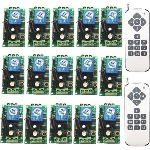 DC12V 1CH 1 CH 10A wireless remote control switch system teleswitch 15CH Transmitter + 15 * Receiver relay smart house z-wave