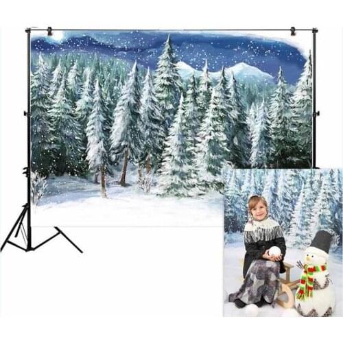 HUAYI Photo Background Christmas Snowy Winter Forest Photography Backdrop Christmas Child Studio Photobooth Backdrops XT-5043