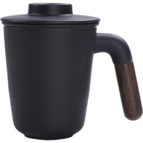 Vintage Coffee Cup With Handle Ceramic tea mugs with filters Insulation Mug Office White Black Color