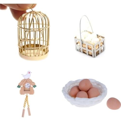 Dollhouse Bird Cage Model With Holder Doll House Miniature Decorations Modern Home Room Crafts Children Toys