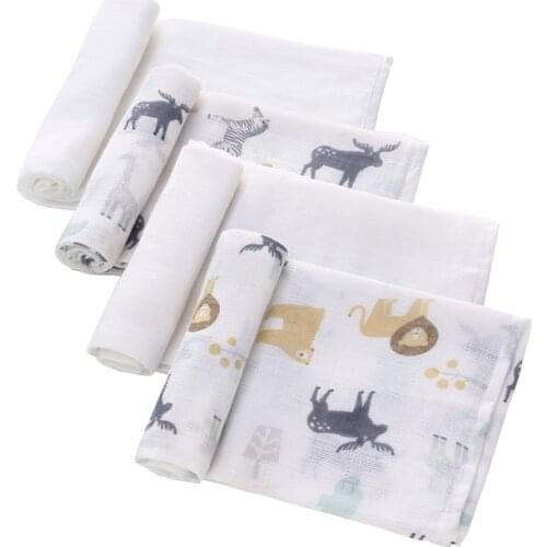 4-Pack Gauze Muslin Square For Babies, Washable Diapers Premium Reusable Nappy Wipes Extra Soft For Newborns Sensitive Baby Skin