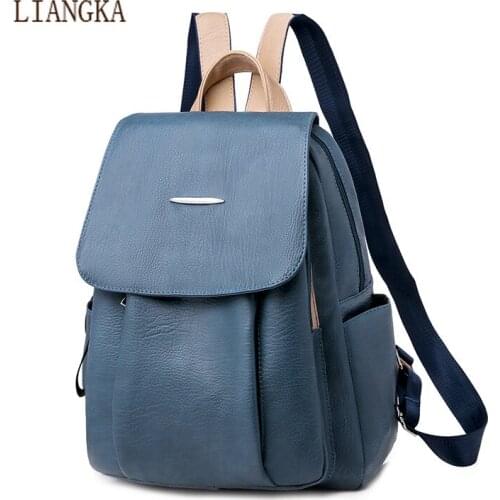 2021 Fashion Large Capacity Soft PU Leather Backpacks Leisure Outing Vacation Ladies Backpack Female Bookbag Briefcase