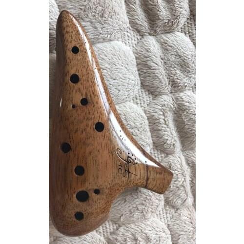 12 holes music instrument AC wood ocarina elm wooden alto C Ocarina flute
