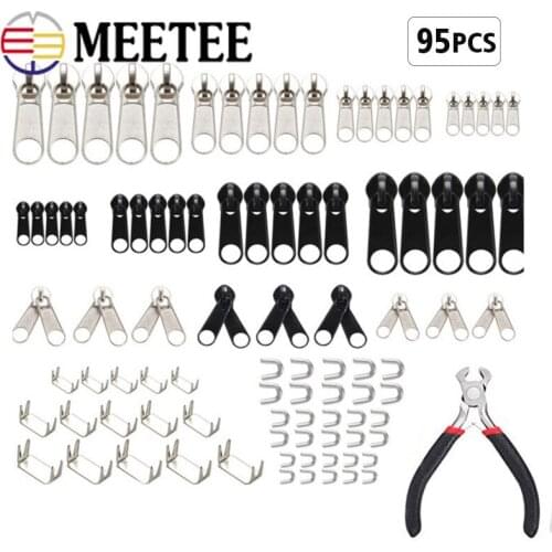 Meetee 5# Nylon Zipper Repair Kit Replacement Zippers Installation Tools for Bags Tents Luggage Quilt Cover Zip Pull Tab Sewing