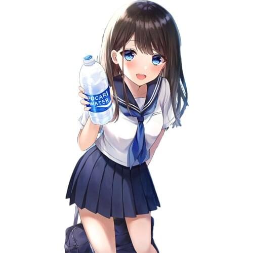 Three Ratels C483 Cute girl with cat ears Anime girl car windshield sticker road bike decal