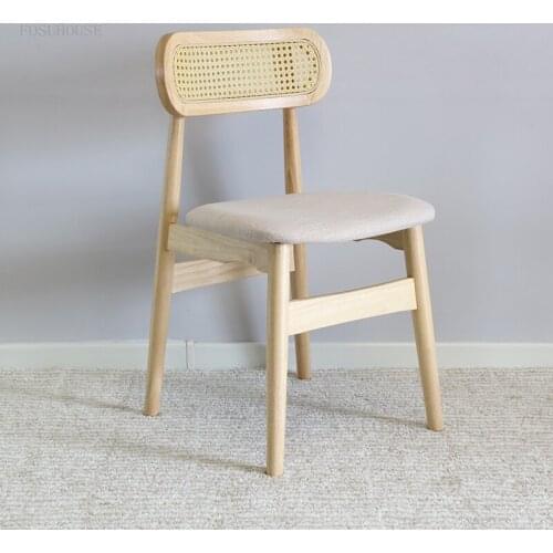 Minimalist Modern Solid Wood Dining Chair Home Backrest Soft Cushion Chair Home Furniture Nordic Casual Coffee Dining Chairs