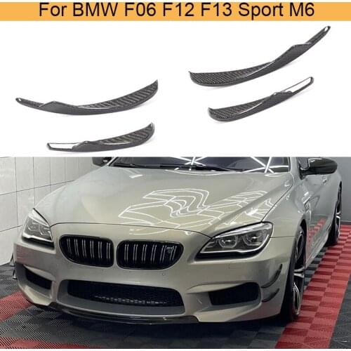 Carbon Fiber Car Front Bumper Fins Splitters Canards For BMW F06 F12 F13 Sport M6 2013-2016 Front Bumper Splitters Air Vent Trim