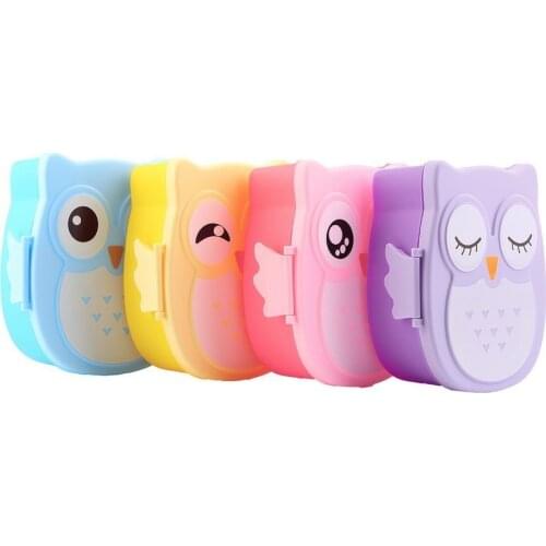 Cartoon Owl Lunch Box Portable Bento Food-Safe Plastic Food Picnic Container Kids Student Lunch Box With Compartments Case