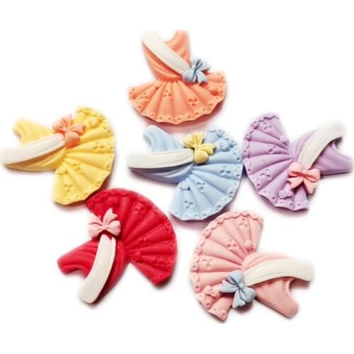 50/100pcs Colorful Resin Flatback Kawaii Ballet Dancing Shoes Dress Cabochons Ribbon Knot Bow Miniature Art DIY Hair Clip/Craft