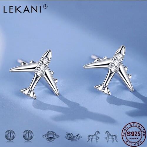 925 Sterling Silver Stud Earrings For Women Romantic Airplane Spaceman Guitar Horse Small Womens Earring Gift Girl Fine Jewelry