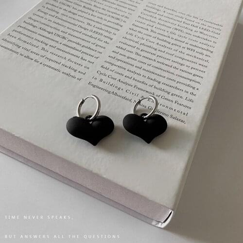 XIYANIKE Black Color Heart Drop Earrings For Women Zinc Alloy Earrings 2021 Trend Fashion Festival Gift Party Jewelry Brincos