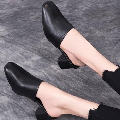 2021 New Sexy Slippers Women Square Heel Sandals Mules Summer Shoes Woman Flip Flops Woman Shoes High Heels Sexy