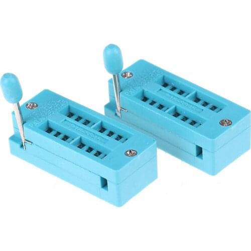2Pcs 16P Pin 2.54mm green DIP test universal ZIF IC socket welding SC
