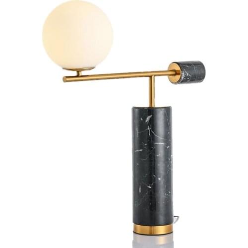 Modern Marble Home Lighting Desk Table Lamp Black Metal For Bedroom Home Decoration Plated Metal Bedside Desk Light TA060