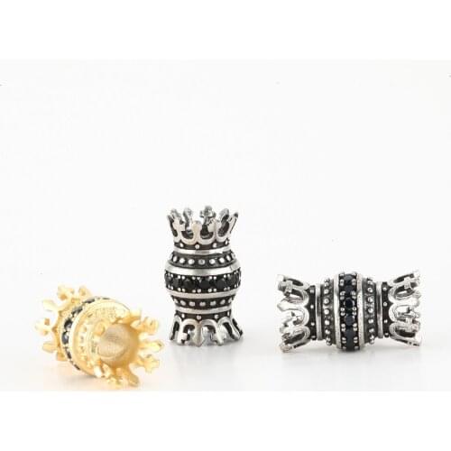 Crown Spacer Beads for Jewelry Making Supplies Gold Needlework Beads Diy BraceletCopper Inlaid Zircon Wholesale Lots Bulk