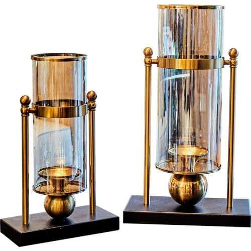 Noric Iron Art Glass Vase Candle Holders Flowers Metal Gold Windproof Candlestick Living Room Wedding Centerpieces Gift FC565
