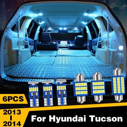 6pcs W5W T10 Error Free Car LED Lights Interior Dome Reading Trunk Lamp For Hyundai Tucson 2013 2014 Accessories