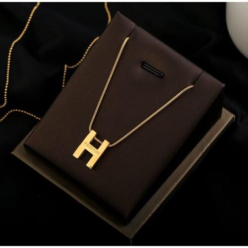 Titanium Steel Gold Chain Letter H Pendant Necklace Fashion Party Jewelry For and Women Christmas Gifts bijoux femme