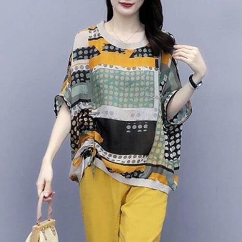 Womens Suits 2021 New Summer Plus Size 4XL Printing Blouse Casual Fashion Shirts Blouses Two-Piece Suit Pants Female Trousers