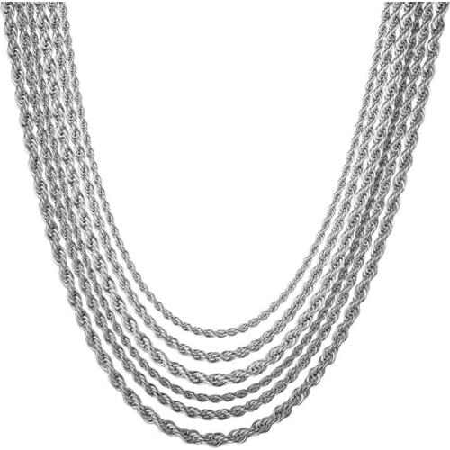 1 piece Width 2 2.5 3 4 5 6mm Wide Steel Rope Chain Necklace/Bracelet 316 Stainless Steel Chain Necklace For Men Women Dropship