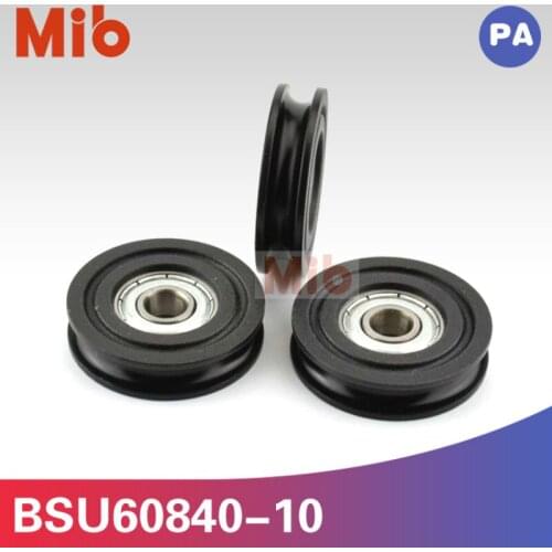 10pcs/lot 608zz ball bearing coated with black POM plastic sliding U groove outer diameter 4cm guide rail bearing BSU60840-10