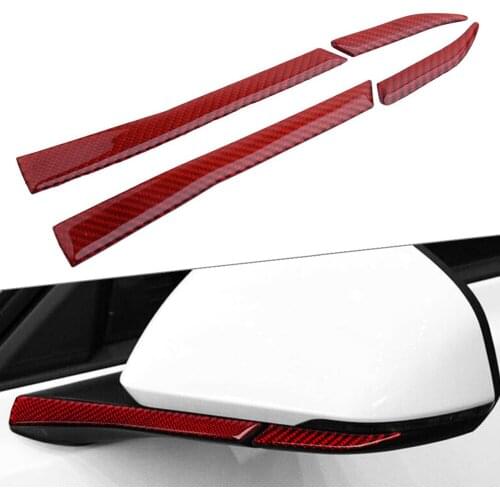 4PCS Red Carbon Fiber Style Car Rearview Mirror Cover Trim Strip For Ford Mustang 2015 2016 2017 2018 2019