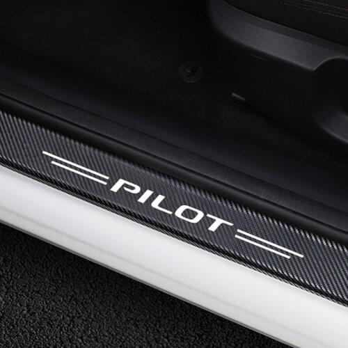 4PCS Anti-Scratch Cover Car Door Sill Protective Sticker For Honda Pilot Auto Door Threshold Carbon Vinyl Decoration Accessories