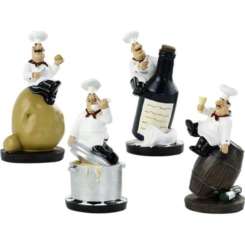 4 Pcs Resin Crafts Fashion Home Decorations Potato Chef Combination Wine Cabinet Cafe Restaurant Cake Shop Decoration