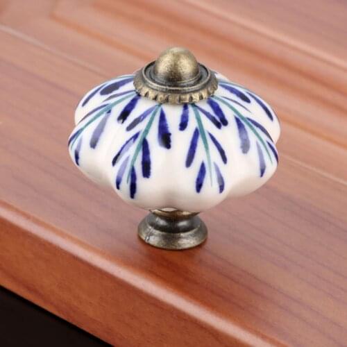 43*41mm Ceramic Door Knob Drawer Cupboard Kitchen Pull Handle Antique Pumpkin Cabinet Knobs Furniture Handles with Screw