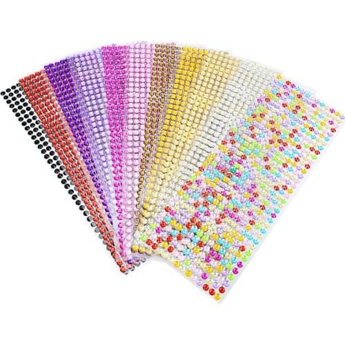 5 Sheets Self Adhesive Acrylic Rhinestone Sticker 3/4/5/6mm Mobile Phone Car Crystal Stickers Art Diamond Scrapbooking DIY Decal