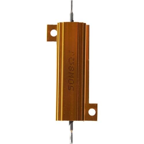 50 Watt 8 Ohm 5% Aluminum Housed Wirewound Power Resistor Gold Tone