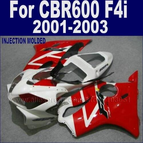 7 Gifts Motorcycle Fairings Set For Honda CBR 600 F4i 01 02 03 Cbr 600 F4i 2001 2002 2003 White Red Aftermarket Fairing Body Kit
