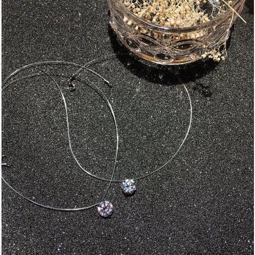 925 sterling silver Stereo Transparent fishing line stealth necklace Snowball Crystal From Swarovskis Locks Chain Gift