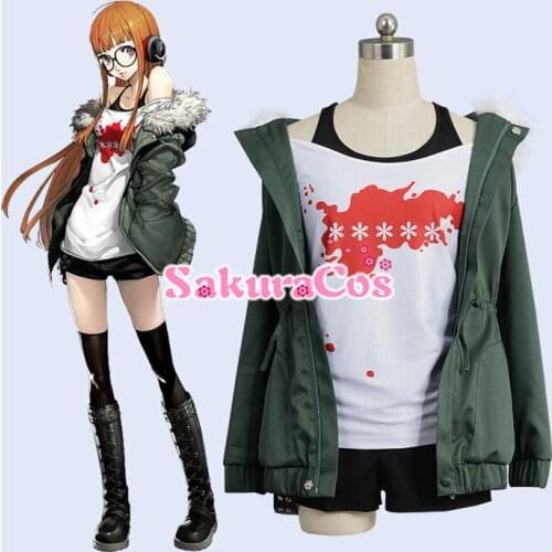 Anime! Persona 5 Futaba Sakura Lovely Uniform Cosplay Costume Full Set Lovely Daily Suit For Women Free Shipping