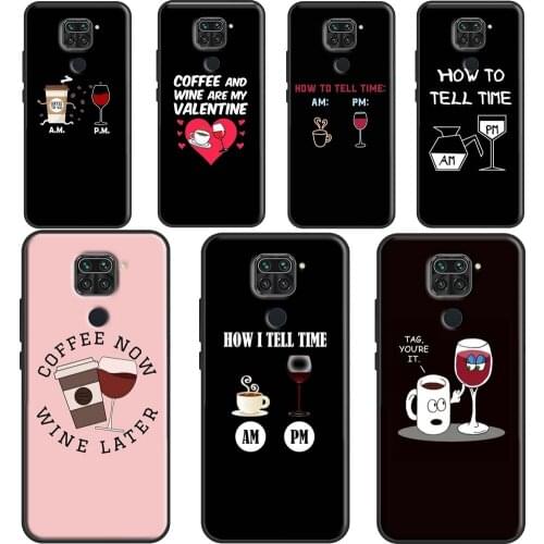 Coffee Wine Cup Cute Case For Xiaomi Redmi Note 10 Pro Note 7 9 8 Pro Note 9S 8T Cover For Redmi 9T 9C 9A 7A 8A