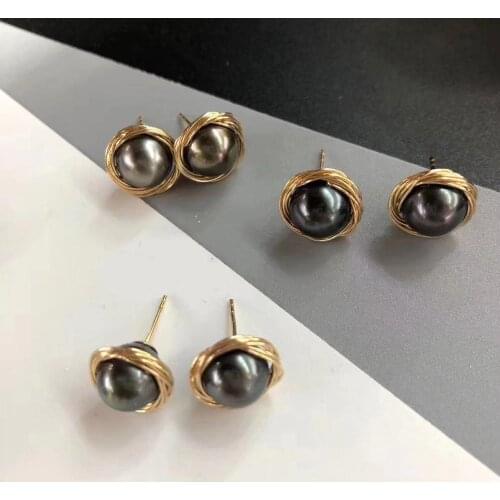 ECHSUN earrings natural pearl 925 sterling silver drawing process 14k gold inlaid jewelry jewelry earrings wholesale and retail