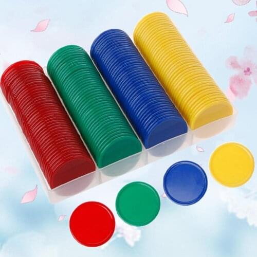 160Pcs/Set 4 Color Face Value Poker Round Chips Counting Numbers Teaching Aids Game Party Interactive Props