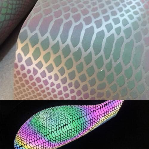 Synthetic PU snake Noctilucent leather material sale by yard