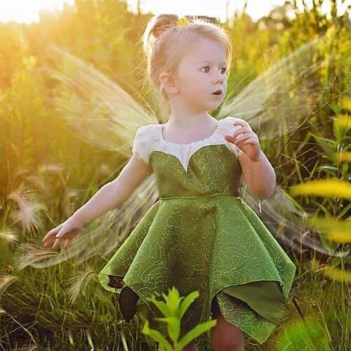 Pretty Baby Girls Green Princess Dress Spliced Slippy Dress Fairy Princess Wedding Party