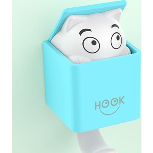 Creative Hook Plastic Sticky Hook Cute Cat Hook Kitchen Living Room Clothing Hat Key Hook Christmas Decorations 1pc